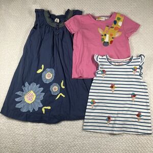 Lot of 3 Mini Boden Tops/ Dress 5-6 Ice Cream Giraffe Floral Applique Spring
